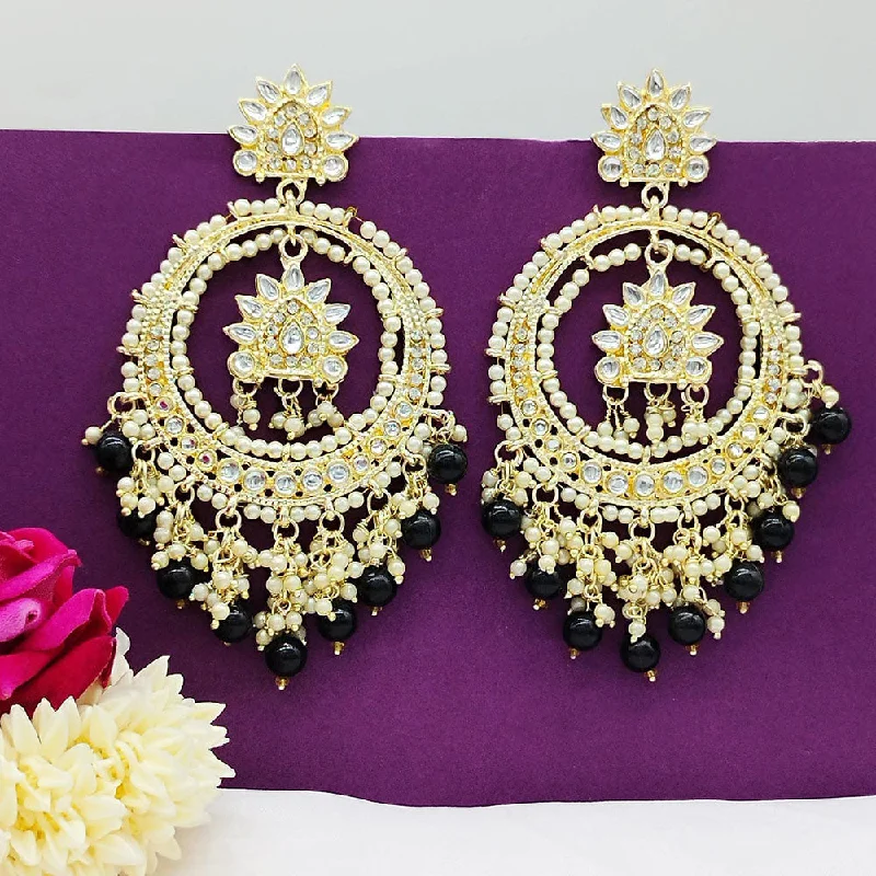 Cute Stud Earrings for Girls-Akruti Collection Gold Plated Kundan Stone And Beads Dangler Earrings