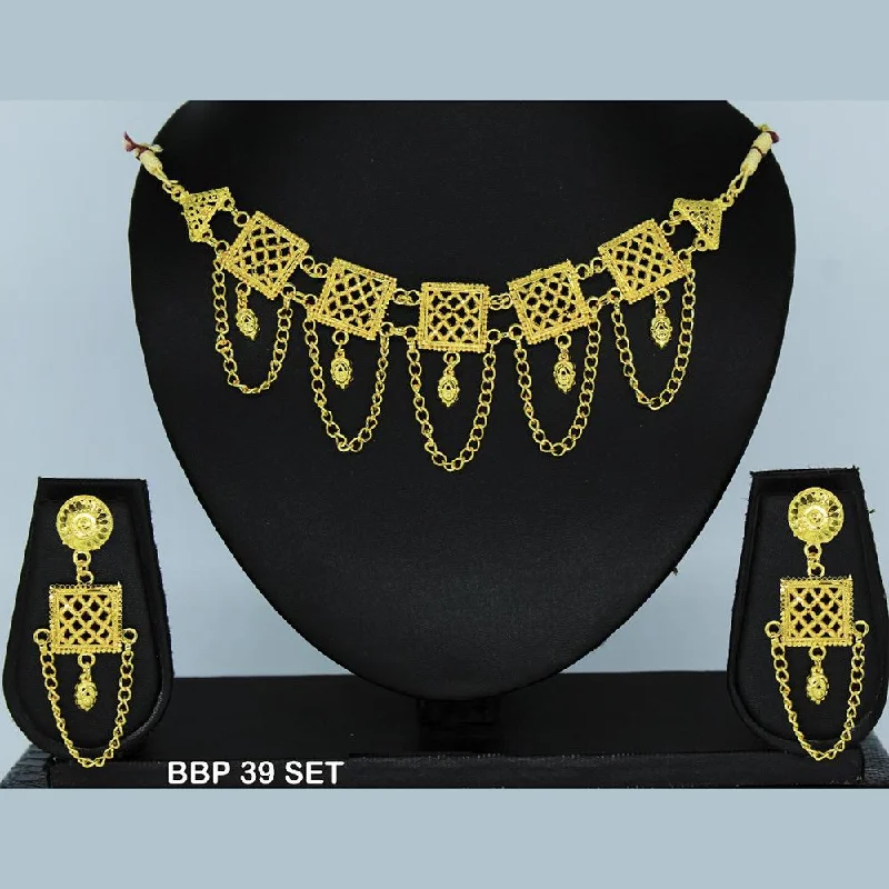 Classic Choker Necklaces-Mahavir Forming Gold Necklace Set  - BBP SET 39