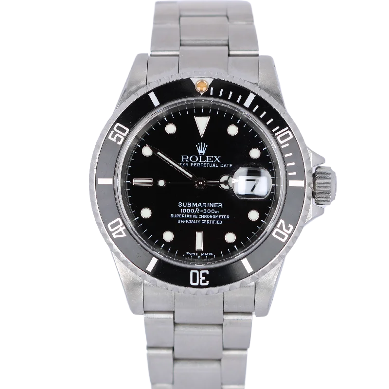 Custom Engraved Luxury Watches-Rolex Submariner Date 40mm Black Dial Stainless Steel 16610 Watch