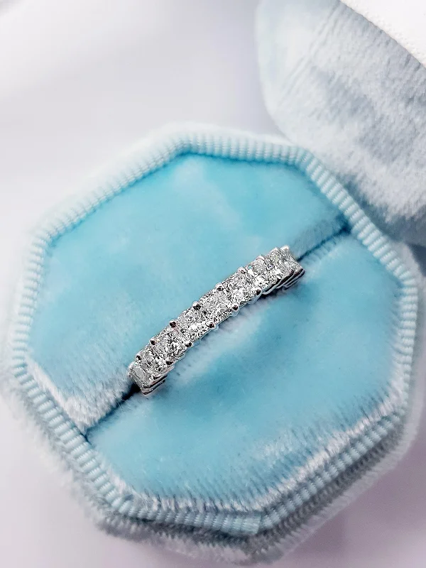 Stylish Couple Rings-3 ct Cushion Cut Diamond Eternity Band