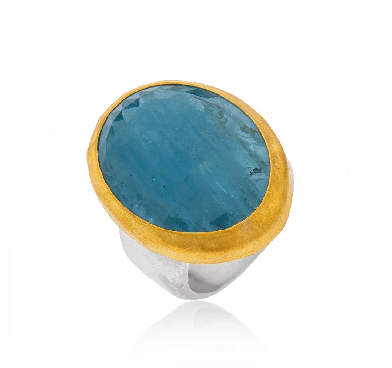 Stylish Couple Rings-Nava Zahavi Yellow Gold Aquamarine Azure Ring