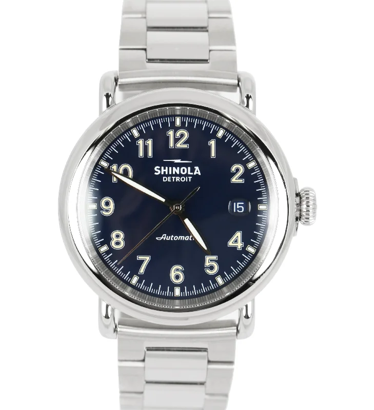 Smart Watches with Music Control-Shinola Detroit Canfield Blue Stainless Steel 43mm Automatic Watch