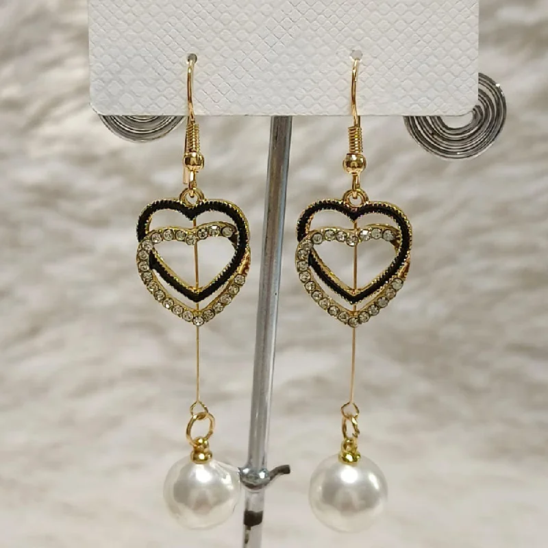 Lightweight Earrings-Diyu Dhyu Gold Plated Austrian Stone Dangler Earrings