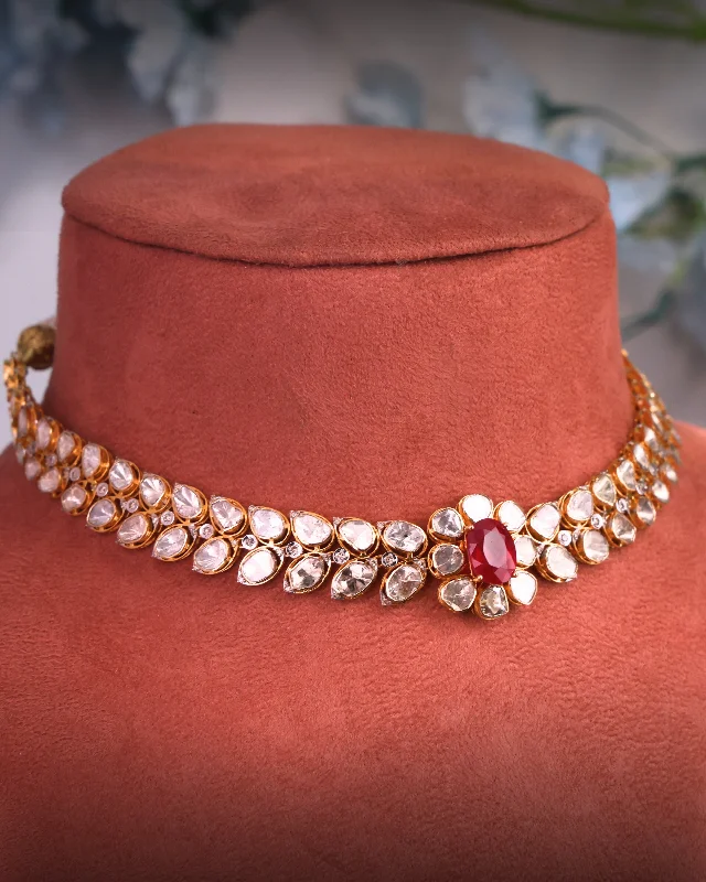 Colorful Gemstone Necklaces-Niharika Polki And Diamond Necklace