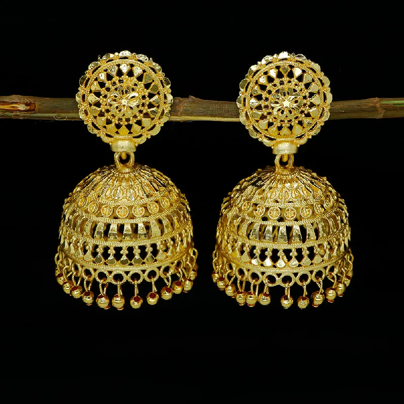 Gold Hoop Earrings for Brides-Mahavir  Gold Plated Jhumki Earrings