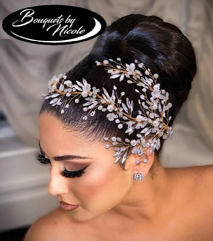 Retro Brooch with Rhinestone Detailing-Bridal Hair Accessories l Rhinestone Wedding Forehead Headband  l Hair Comb l Hair Piece HP-22