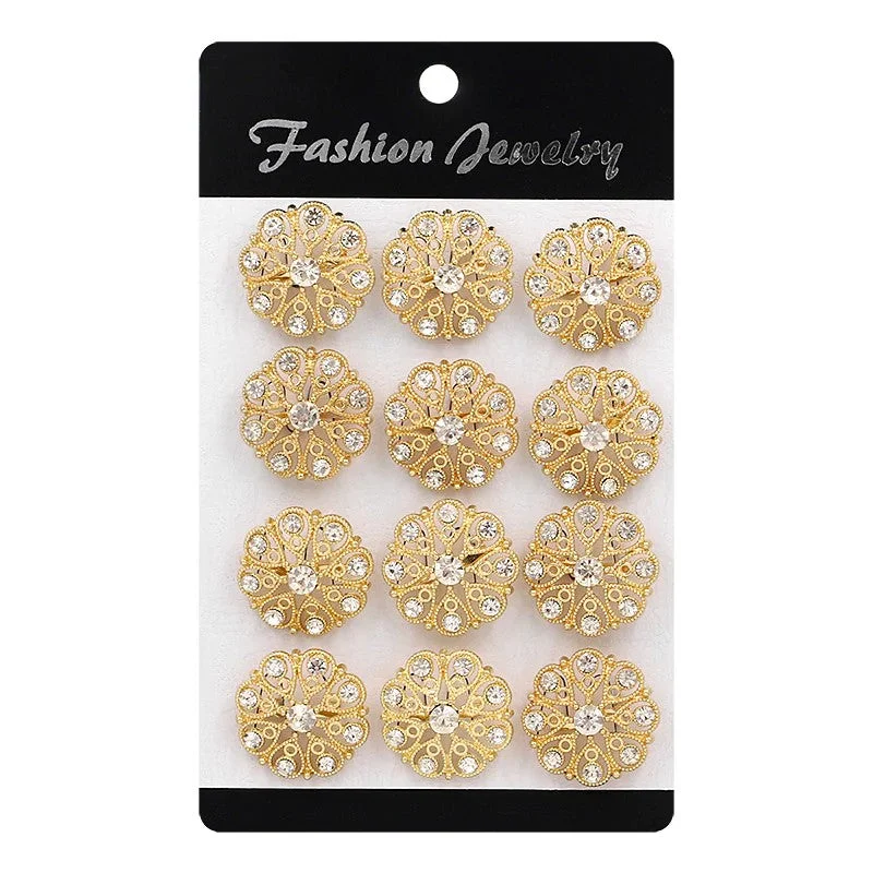 Gold-Plated Crystal Brooch-Gold Rhinestone Brooches Lots BR-220G