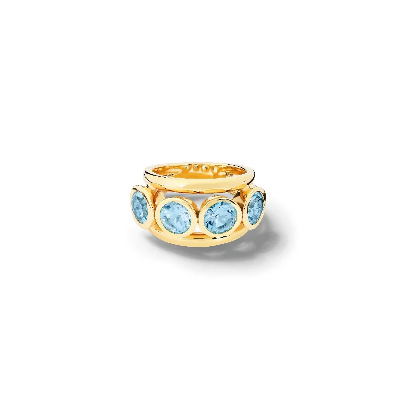 Matching Promise Rings-Aeneus Classic Ring Yellow Gold - Blue Topaz