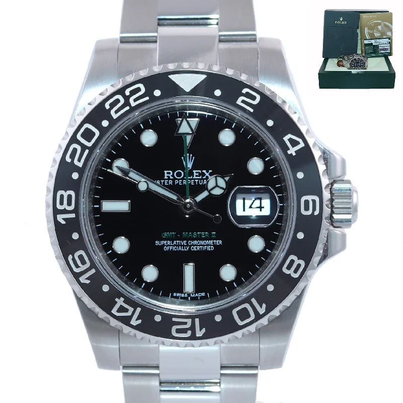 Digital Watches with Alarms-2014 PAPERS Rolex GMT Master 116710 Steel Ceramic 40mm Black Watch Box