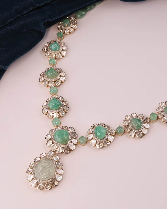 Gold-Plated Necklaces-Naina Polki And Diamond Long Necklace