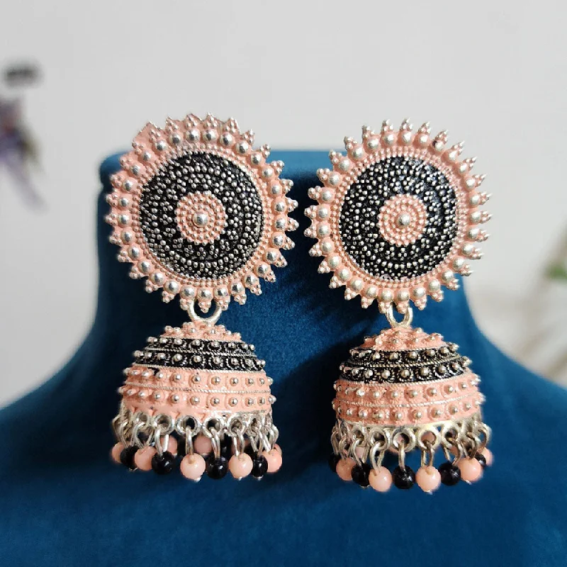 Trendy Earrings for Teens-H K Fashion Oxidised Plated  Pearls Jhumki Earrings