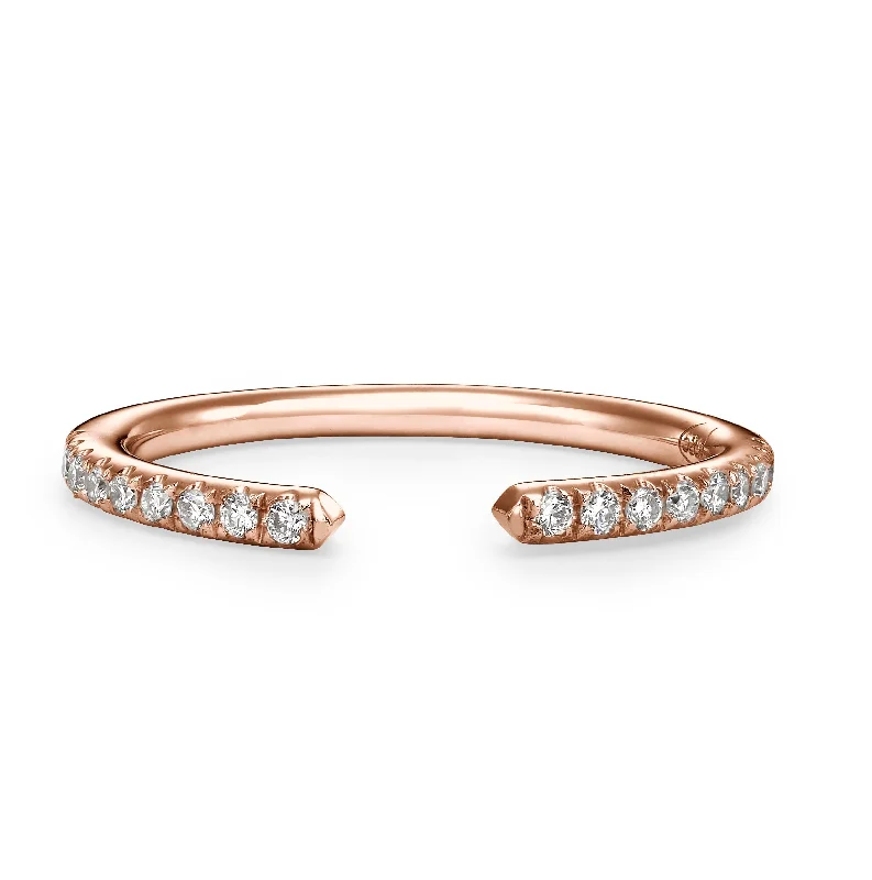 Colorful Gemstone Rings-0.22 Ct Round Brilliant Cut Diamond Open Wedding Band in Rose Gold