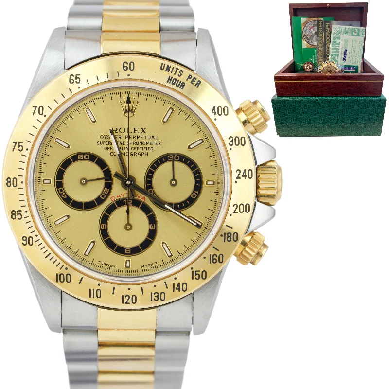 Women’s Watches with Slim Design-TOP CONDITION COMPLETE 1997 Rolex Daytona Champagne Zenith TT 40mm Watch 16523