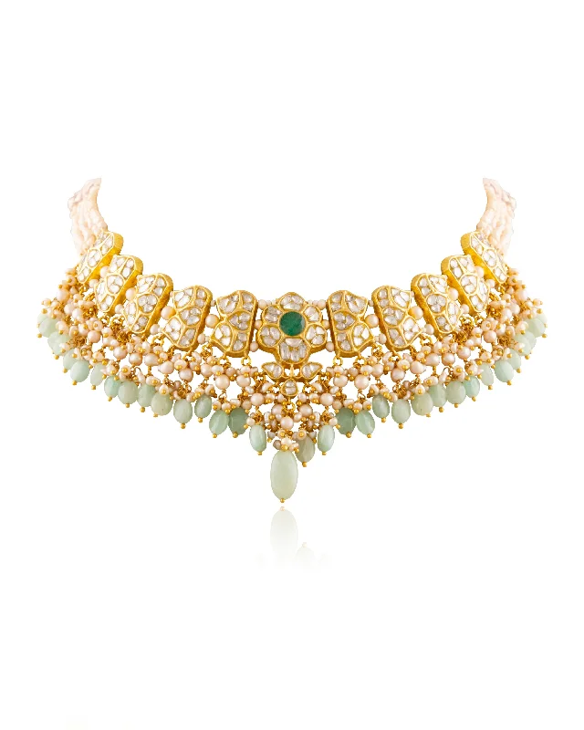 Stylish Pearl Necklaces-Komal Polki Necklace