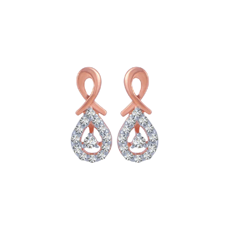 Abstract Earrings for Women-14KT (585) Rose Gold And Diamond Stud Earrings For Women