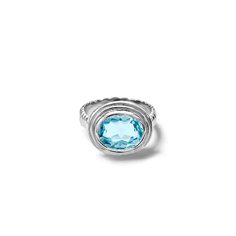 Designer Silver Rings-Whirlpool II Ring Silver - Blue Topaz