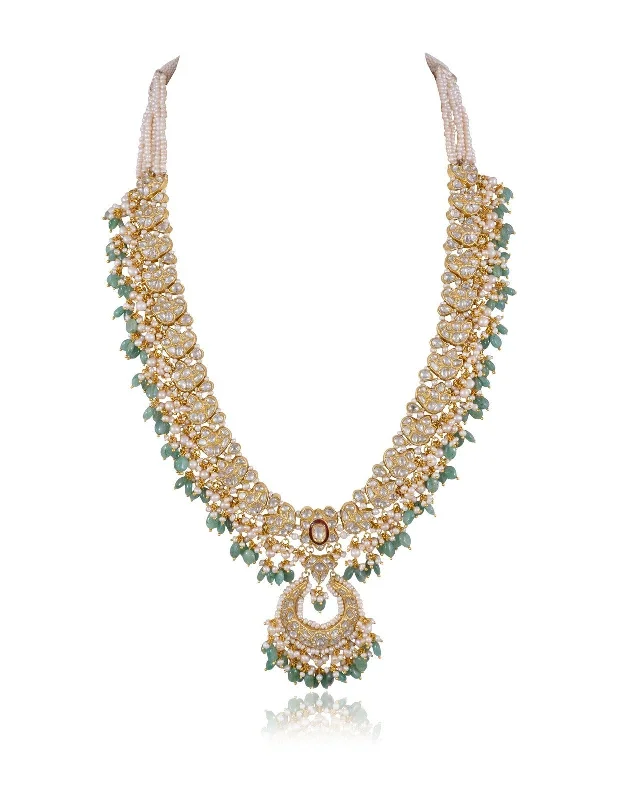 Elegant Turquoise Necklaces-Lekha Polki Long Necklace