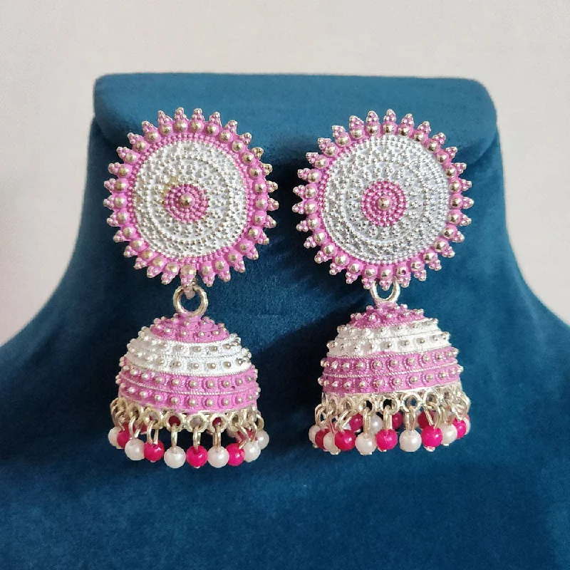 Small Hoop Earrings-H K Fashion Gold Plated Pearls Jhumki Earrings