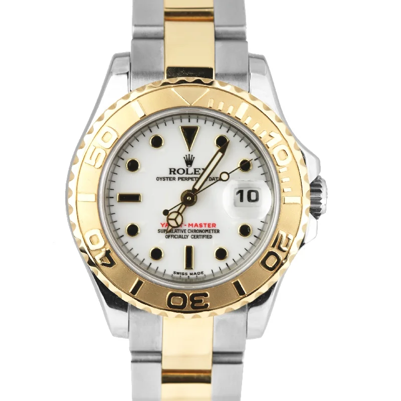 Classic Automatic Watches for Men-Ladies Rolex Yacht-Master 29mm 18K Yellow Gold Steel White Dial Watch 69623