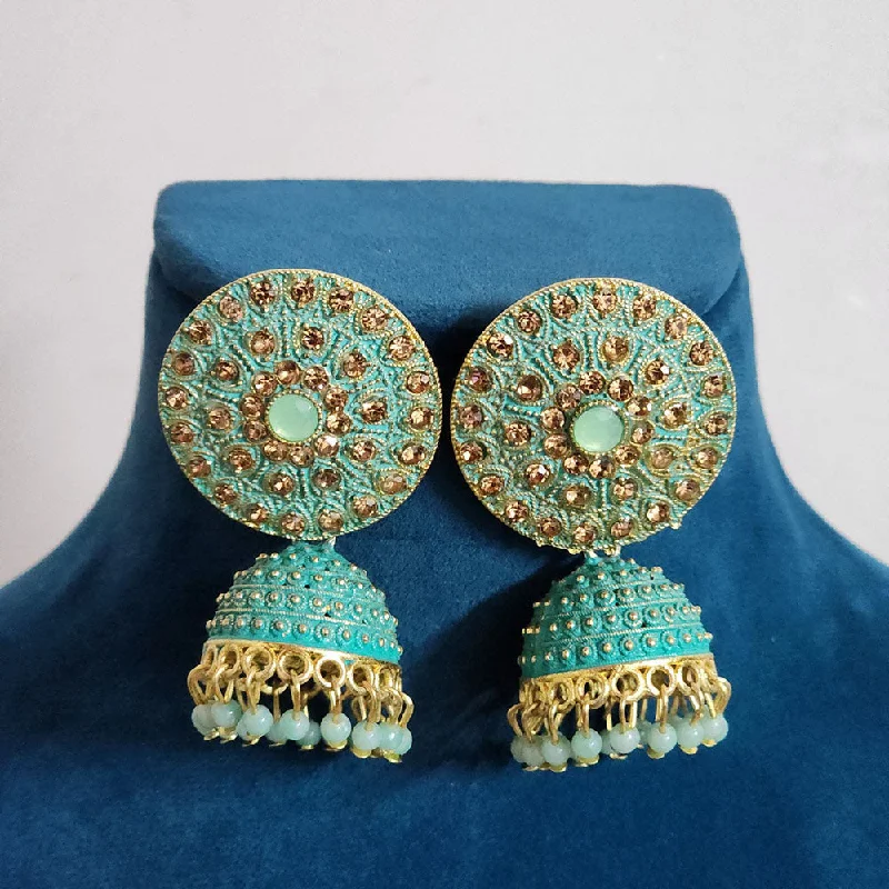 Bridal Jewelry Earrings-H K Fashion Gold Plated Austrian Stone Jhumki Earrings