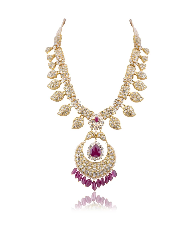 Stylish Chain Necklaces-Nirvi Polki Long Necklace