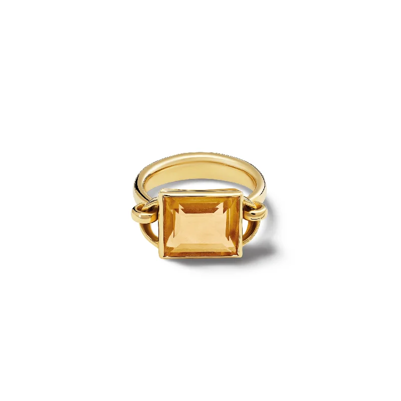 Elegant Gemstone Wedding Rings-Baguette Ring Yellow Gold - Citrine