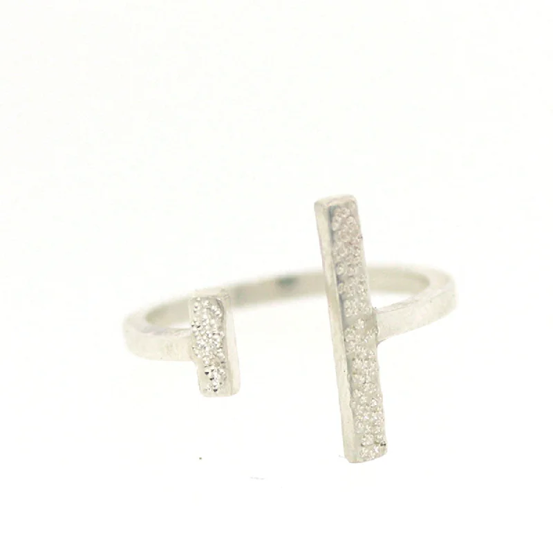 Custom Name Rings-DIAMOND DUSTED DOUBLE ADJUSTABLE RING