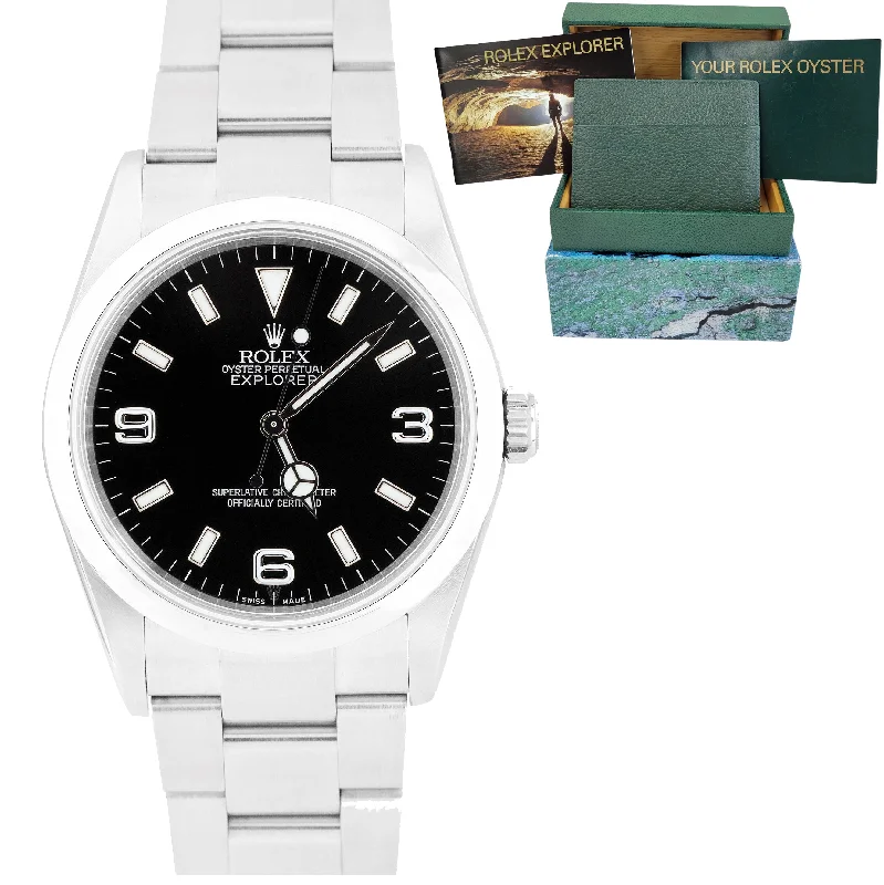 Custom Wooden Watches-Rolex Explorer I Black Automatic Stainless Steel Oyster 114270 36mm Watch BOX