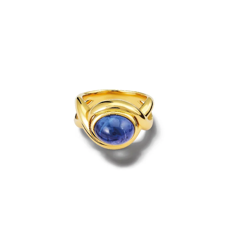 Elegant Gold Rings-Severine Small Ring 18ct Yellow Gold - Tanzanite