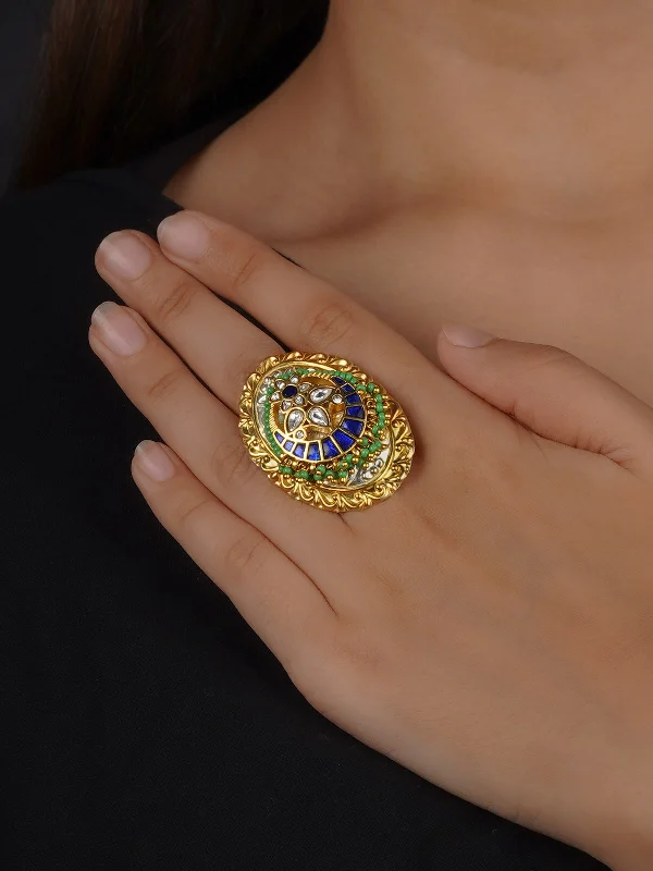 Antique Gold Rings-Gold Plated Mishr Ring - MR-RNG52