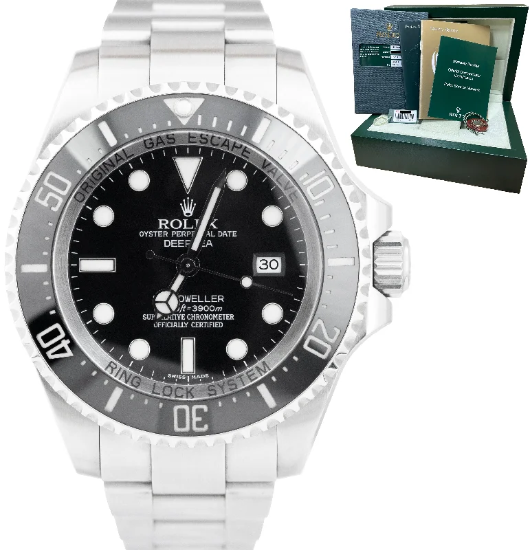 Classic Gold Plated Watches-2008 UNPOLISHED Rolex Sea-Dweller Deepsea Steel 44mm Black Ceramic Watch 116660