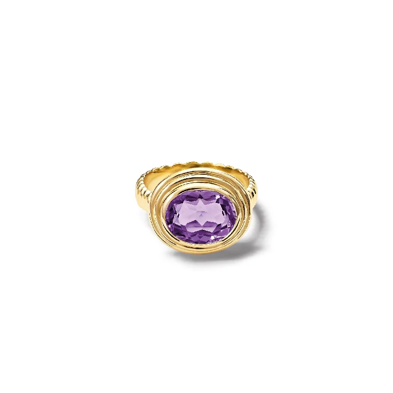 Elegant Rose Gold Rings-Whirlpool II Ring Yellow Gold - Amethyst