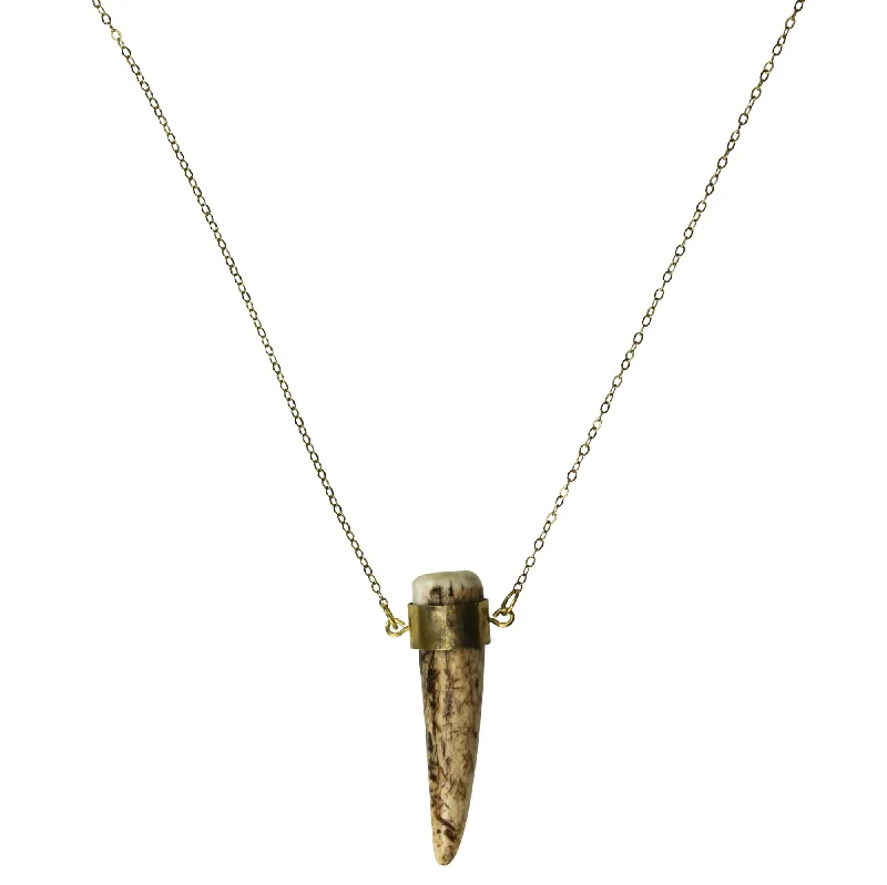 Vintage Style Necklaces-Shed Antler Necklace, Brass