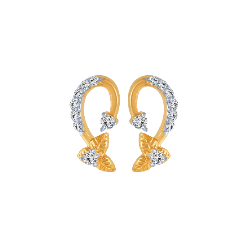 Personalized Earrings for Gifts-14KT (585) Yellow Gold And Diamond Stud Earrings For Women