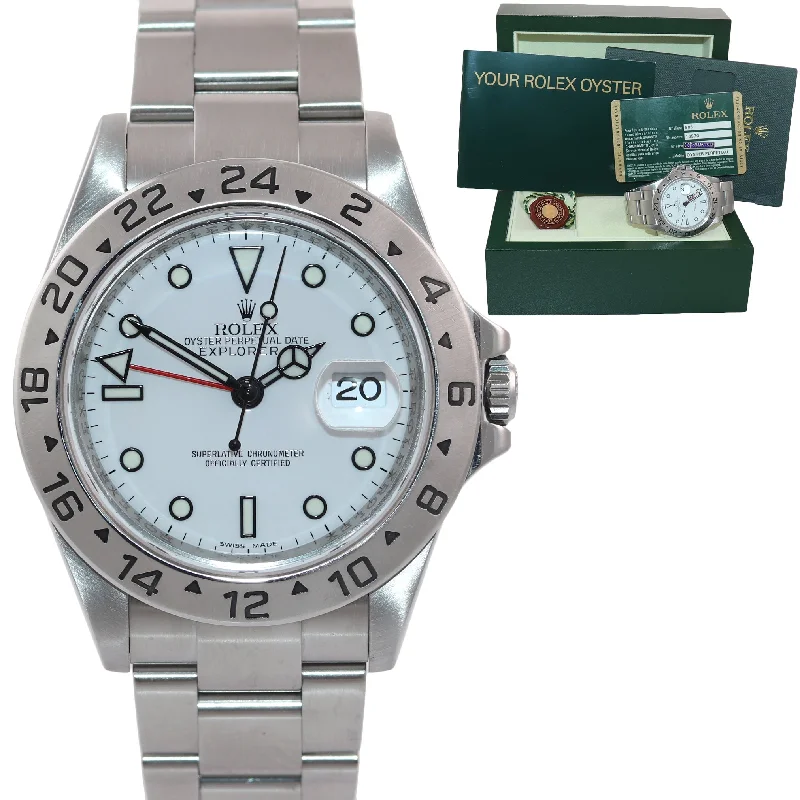 Elegant Stainless Steel Watches-2012 PAPERS Rolex Explorer II 16570 Polar White Dial Steel 40mm 3186 Watch Box