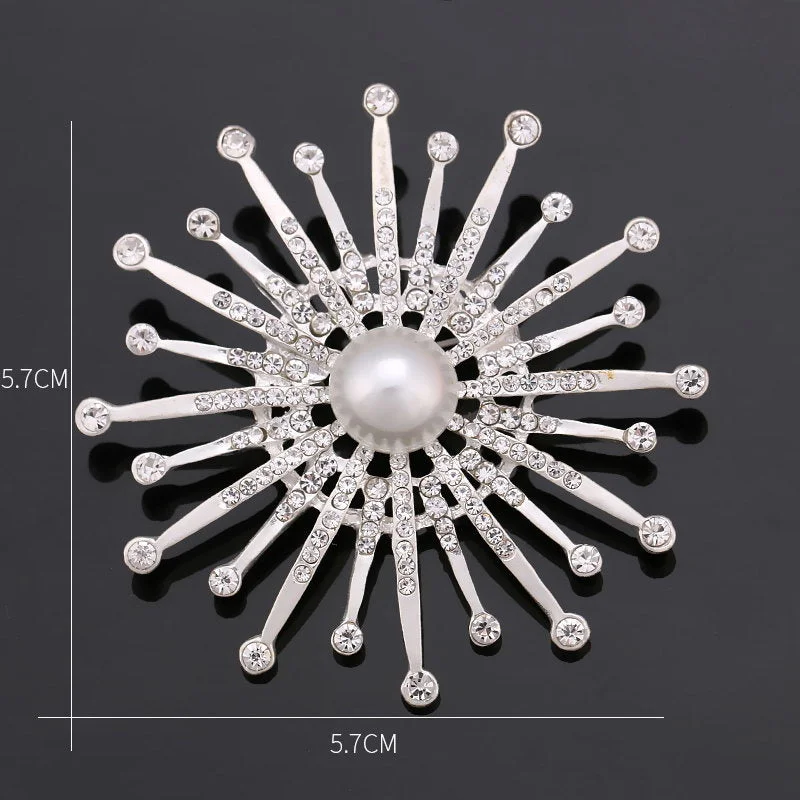 Retro Brooch for Women-Large Rhinestone Starburst Brooch BR-103