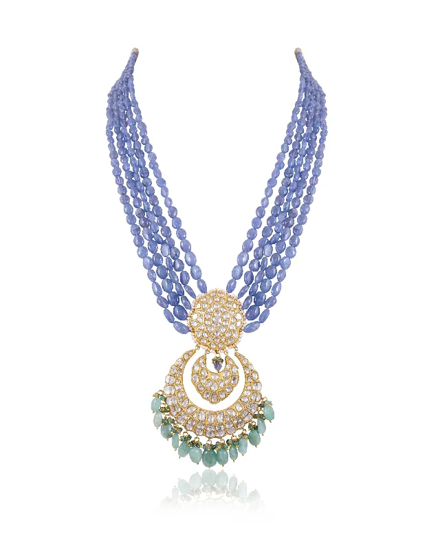 Elegant Bridal Necklaces-Tareen Polki Long Necklace