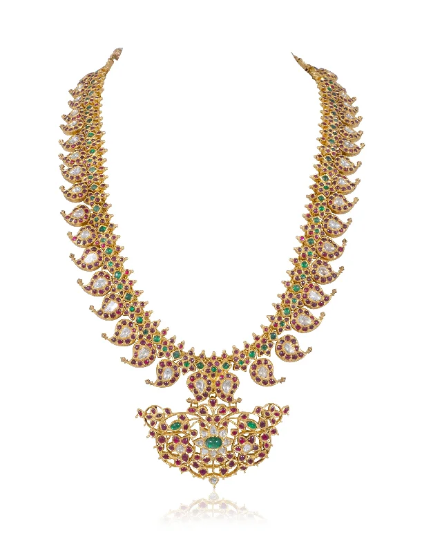 Multi-Colored Crystal Necklaces-Shaheen Polki Long Necklace