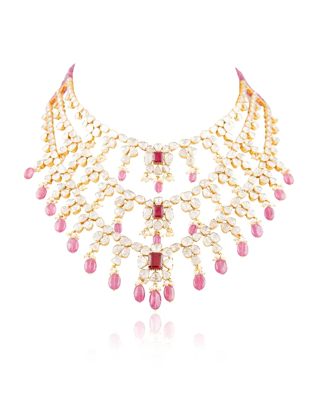 Designer Necklaces for Women-Kajol Polki Long Necklace