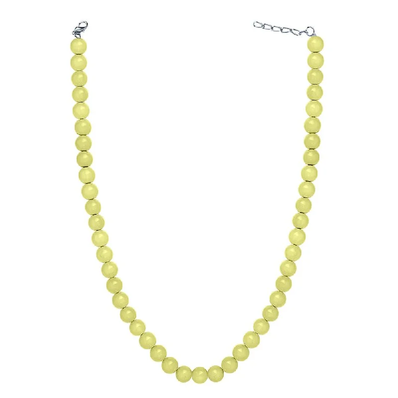 Multi-Colored Bead Necklaces-Mahi Rhodium Plated Pearl Pastel Yellow Necklace with Swarovski Elements For Women