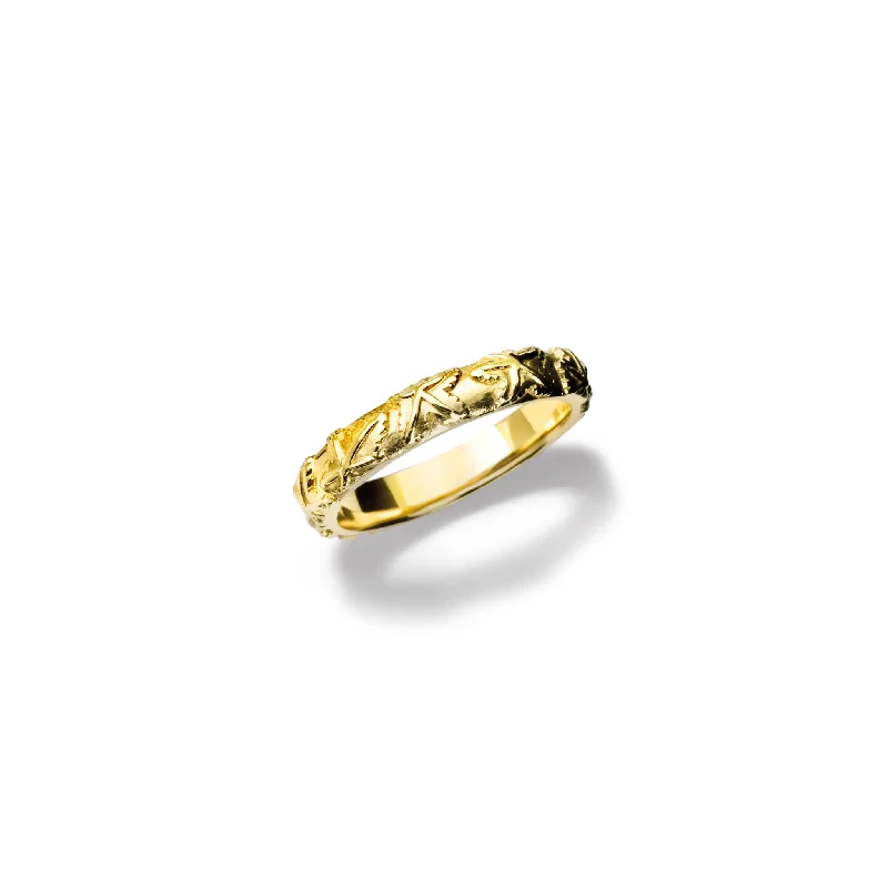 Affordable Engagement Rings-Maple Leaf Ring 18ct Yellow Gold