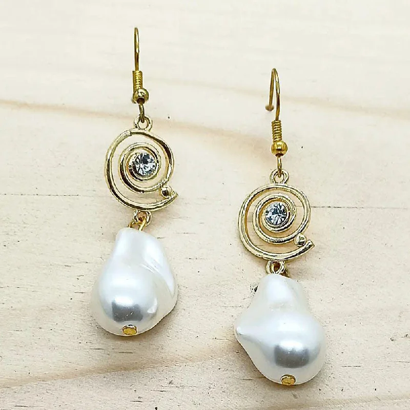 Oval Gemstone Earrings-Savvy Jewellery Gold Plated Dangler Earrings