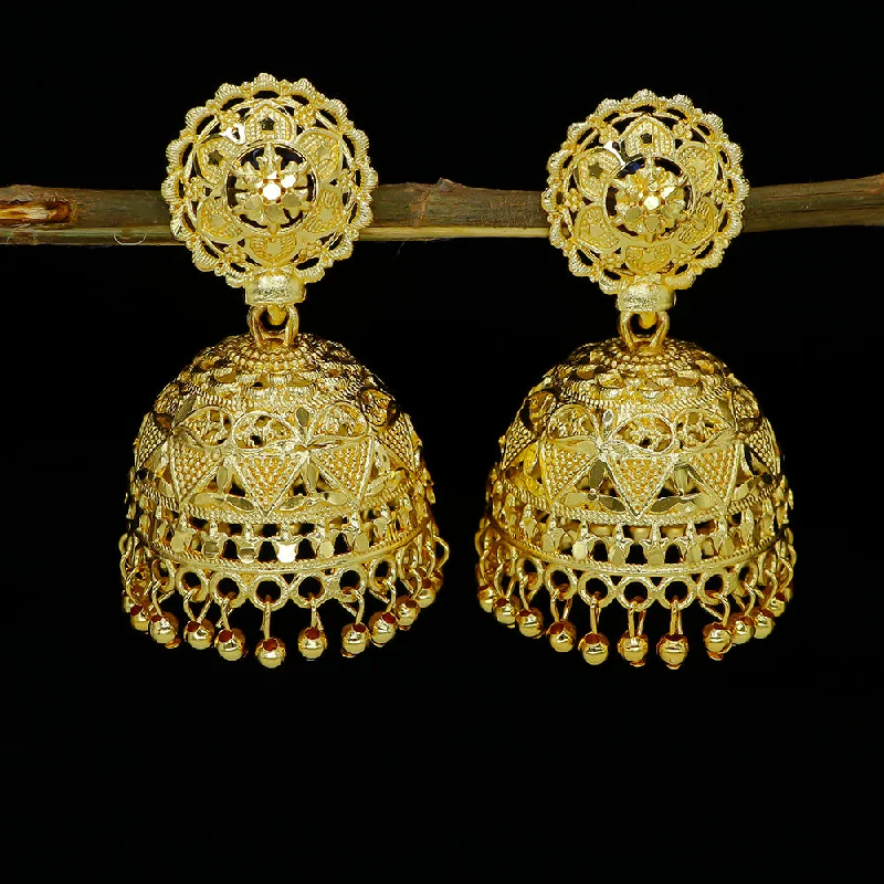 Handcrafted Hoop Earrings-Mahavir  Gold Plated Jhumki Earrings