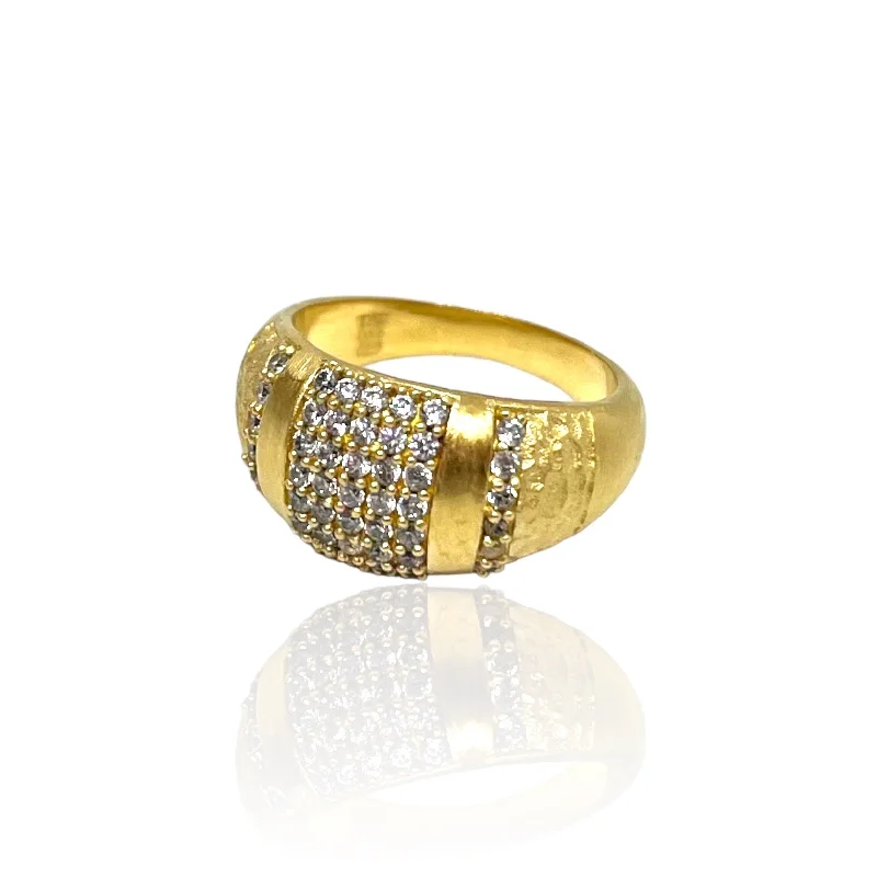 Designer Platinum Rings-GOLD PAVE COCKTAIL RING