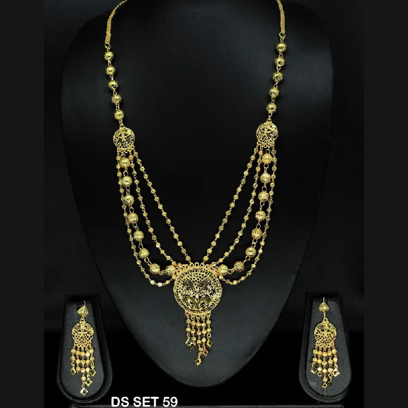 Stylish Layered Necklaces-Mahavir Forming Look Gold Plated beautiful Multi Layer Necklace Set  - DS SET 59