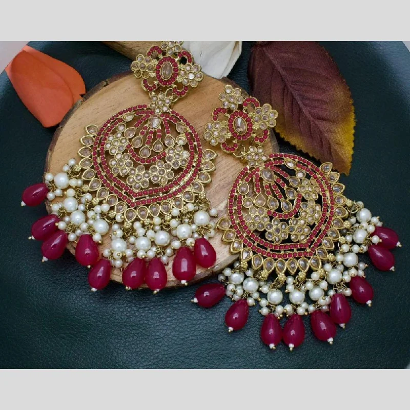 Classy Diamond Earrings-Manisha Jewellery Gold Plated Crystal Stone And Beads Dangler Earrings