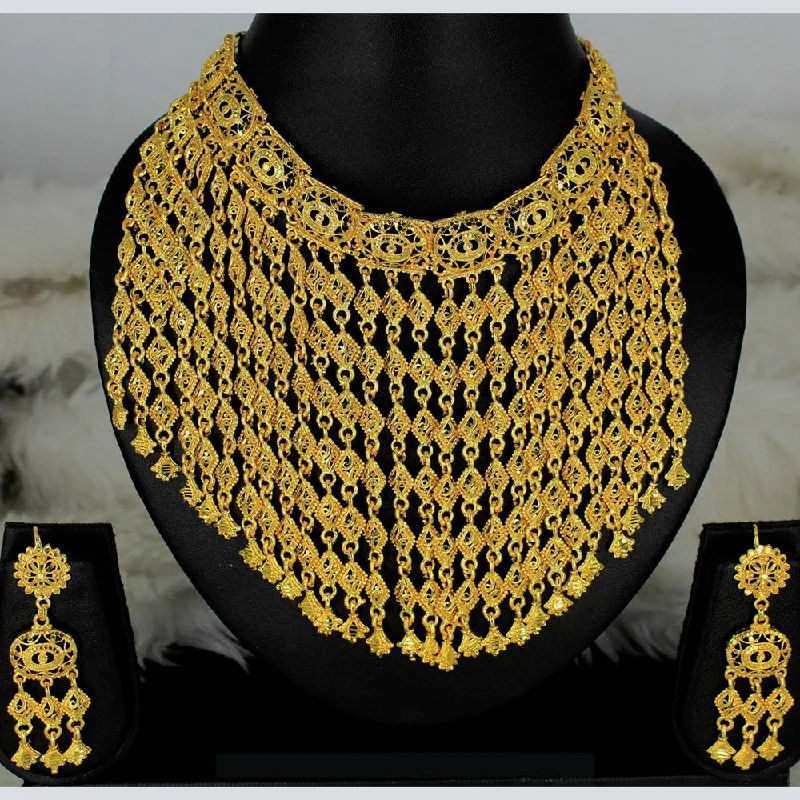 Colorful Crystal Necklaces-Mahavir Forming Gold Necklace Set  - MARTASHA Set 5115