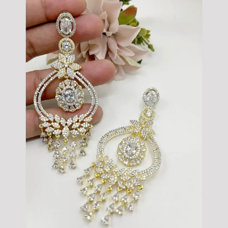 Colorful Resin Earrings-Aamrapali Gold Plated American Diamond Dangler Earrings