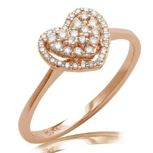 Diamond Wedding Rings-14KR 0.25CTW DIAMOND HEART DOME CLUSTER RING