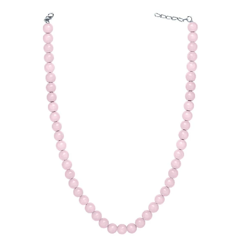 Stylish Chain Necklaces-Mahi Rhodium Plated Pearl Pastel Rose Necklace with Swarovski Elements For Women